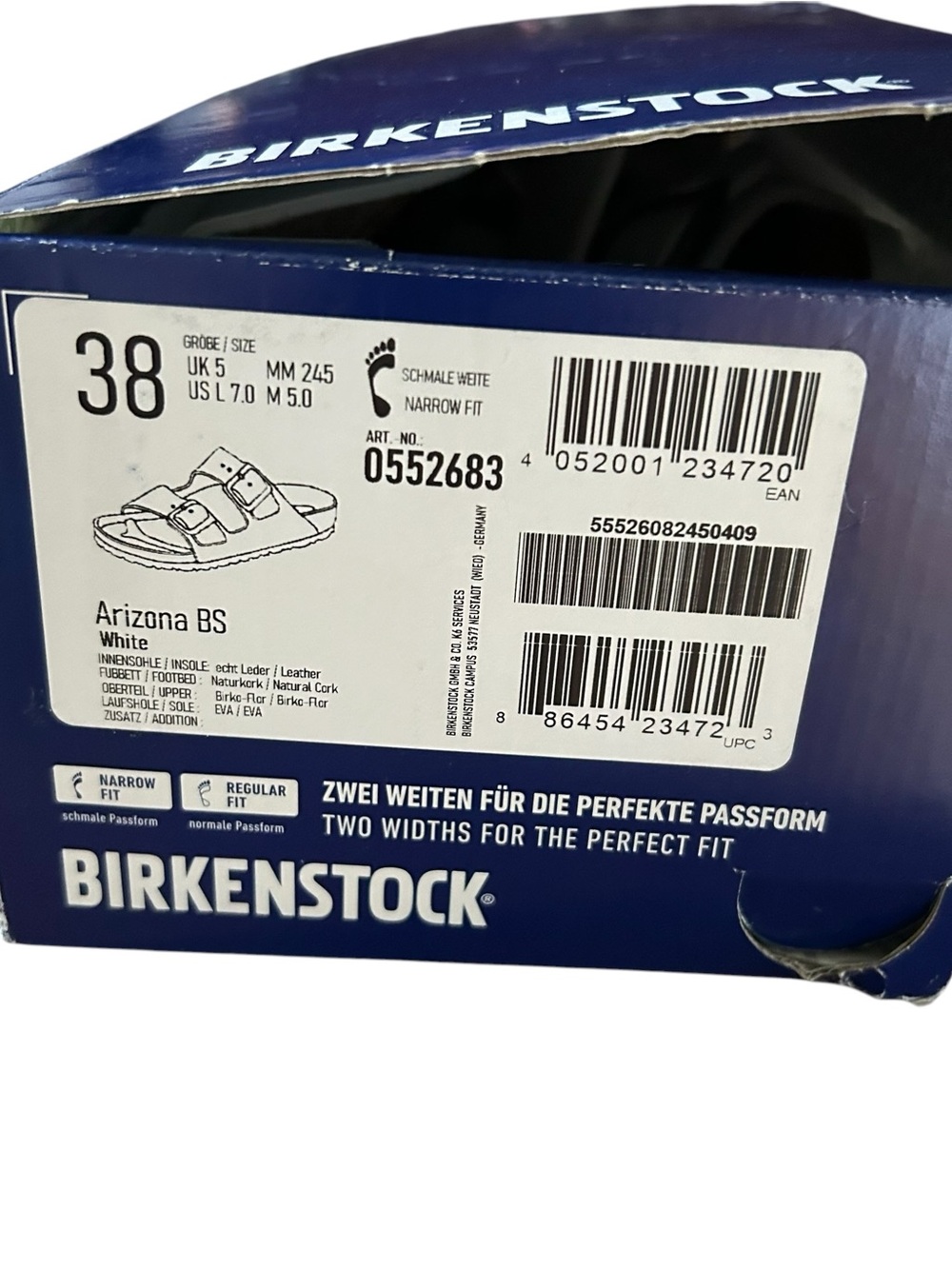 Birkenstock Arizona White Birko-Flor Sandals Size 38 Narrow US 7 Womens NIB - Picture 9 of 10